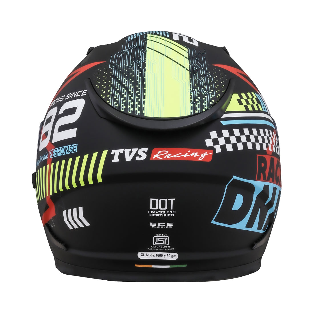 TVS Racing Dual Visor Helmet for Men – Anti-Fog Pin-Lock, Aerodynamic Design & DOT/ISI/ECE Certified – Premium Full Face Helmet For Men
